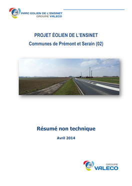 PROJET ÉOLIEN DE L'ensinet Communes De Prémont Et Serain