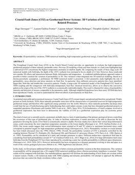 Crustal Fault Zones (CFZ) As Geothermal Power Systems: 3D Variation of Permeability and Related Processes