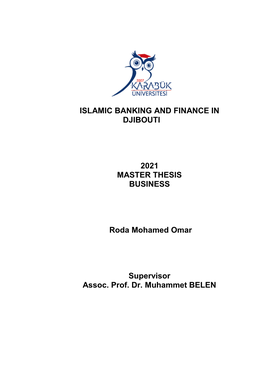Islamic Banking and Finance in Djibouti 2021 Master Thesis