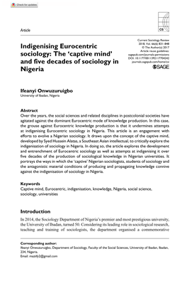 Indigenising Eurocentric Sociology: the 'Captive Mind'