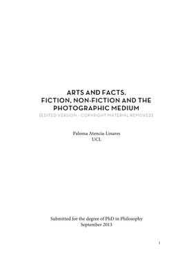 Arts and Facts. Fiction, Non-Fiction and the Photographic Medium (Edited Version - Copyright Material Removed)