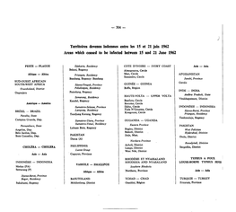 Territoires Devenus Indemnes Entre Les 15 Et 21 Juin 1962 Areas Which Ceased to Be Infected Between 15 and 21 June 1962