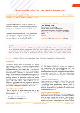 Boron Nanoparticle - the Least Studied Nanoparticle