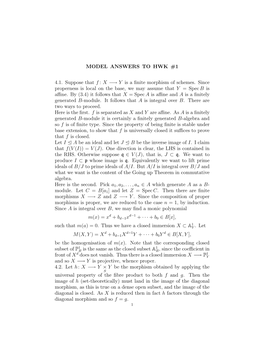 MODEL ANSWERS to HWK #1 4.1. Suppose That F : X −→ Y Is a Finite