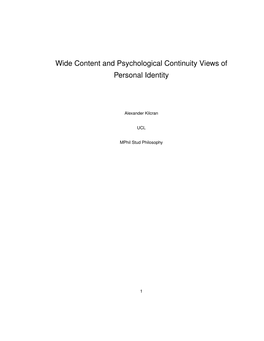 Wide Content and Psychological Continuity Views of Personal Identity