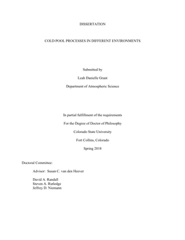 Dissertation Cold Pool Processes in Different