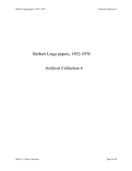 Herbert Linge Papers, 1952-1970 Archival Collection 4