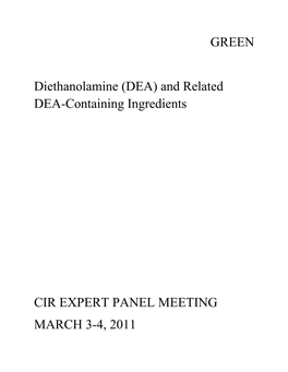 DEA) and Related DEA-Containing Ingredients