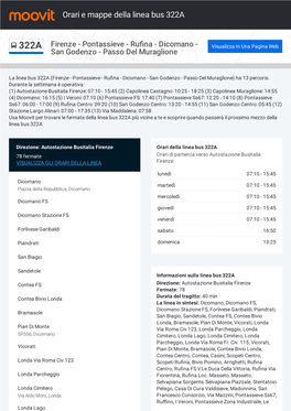 Orari E Mappe Della Linea Bus 322A