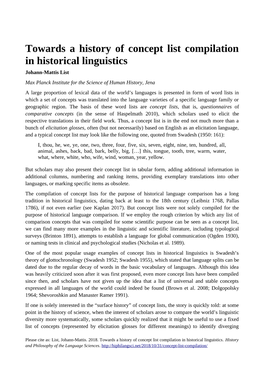 Towards a History of Concept List Compilation in Historical Linguistics