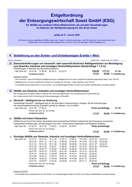 Entgeltordnung Der Entsorgungswirtschaft Soest Gmbh