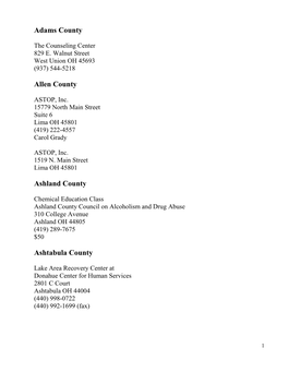 Counseling by County