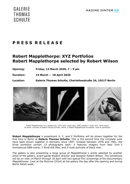 PRESSRELEASE Robert Mapplethorpe