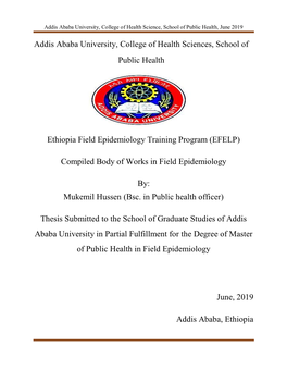 Addis Ababa University, College of Health Sciences, School of Public Health