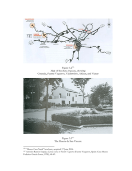 Figure 3.2526 Map of the Ruta Lorquiana, Showing Granada, Fuente Vaqueros, Valderrubio, Alfacar, and Víznar