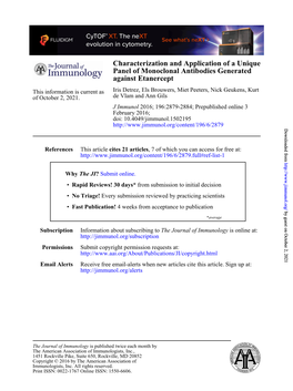 Characterization and Application of a Unique Panel of Monoclonal Antibodies Generated Against Etanercept