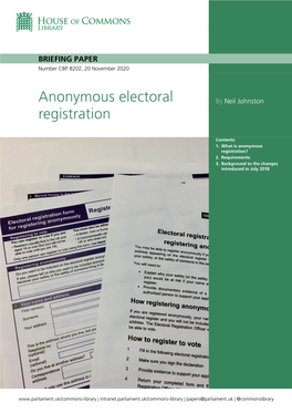 Anonymous Electoral Registration