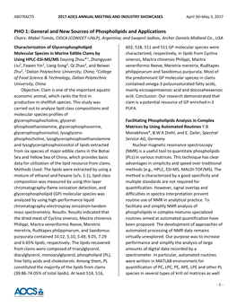 PHO 1: General and New Sources of Phospholipids and Applications