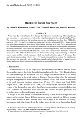 Recipe for Banda Sea Water 549