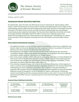 Ramadan Moon Sighting Meeting