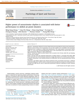 Higher Power of Sensorimotor Rhythm Is Associated with Better Performance in Skilled Air-Pistol Shooters