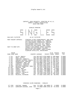 Singles Numeric.Txt