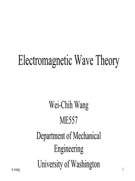 Electromagnetic Wave Theory