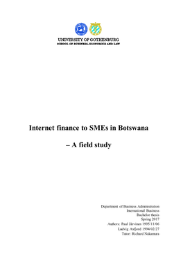 Internet Finance to Smes in Botswana