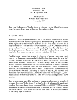 Preliminary Report Hurricane Karl 23 - 28 September 1998