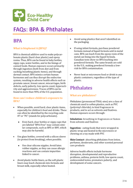 Faqs: BPA & Phthalates