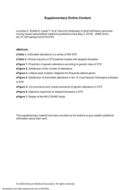 Targetable Alterations in Adult Patients with Soft-Tissue Sarcomas