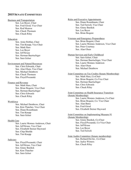 2015 SENATE COMMITTEES Business and Transportation Sen