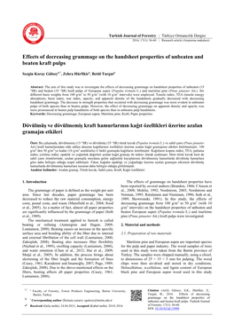 Effects of Decreasing Grammage on the Handsheet Properties of Unbeaten and Beaten Kraft Pulps