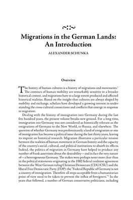 Migrations in the German Lands: an Introduction ALEXANDER SCHUNKA