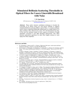 Stimulated Brillouin Scattering Thresholds in Optical Fibers for Lasers Linewidth Broadened with Noise