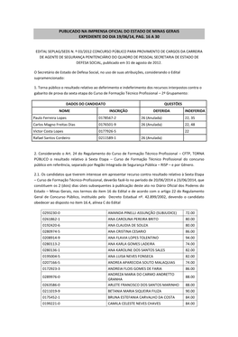 Publicado Na Imprensa Oficial Do Estado De Minas Gerais Expediente Do Dia 19/06/14, Pag