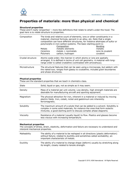 Properties of Materials: More Than Physical and Chemical