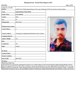 Missing Person - Period Wise Report (CIS) 02/02/2021 Page 1 of 50