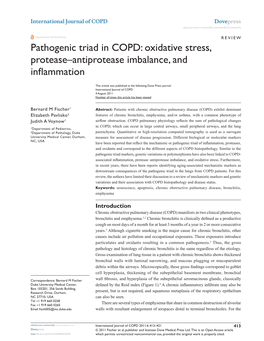 Pathogenic Triad in COPD: Oxidative Stress, Protease–Antiprotease Imbalance, and Inflammation