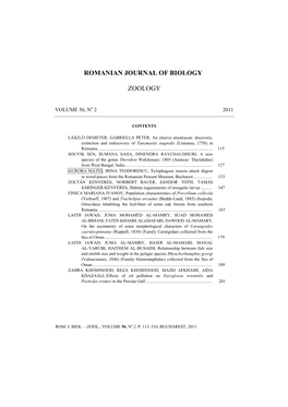 Romanian Journal of Biology1 Zoology