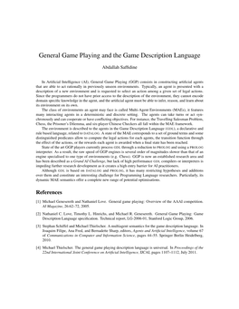 General Game Playing and the Game Description Language