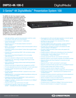DMPS3-4K-100-C 3-Series® 4K Digitalmedia™ Presentation System 100