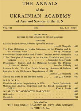 The Annals of UVAN, Vol. VII 1959, No
