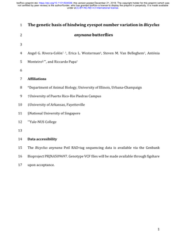 The Genetic Basis of Hindwing Eyespot Number Variation in Bicyclus