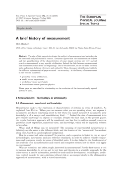 A Brief History of Measurement