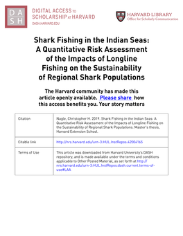 Shark Fishing in the Indian Seas: a Quantitative Risk Assessment of the Impacts of Longline Fishing on the Sustainability of Regional Shark Populations