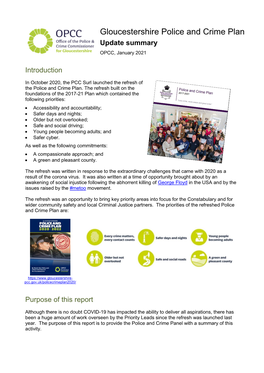 Gloucestershire Police and Crime Plan Update Summary OPCC, January 2021
