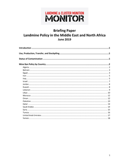 Briefing Paper Landmine Policy in the Middle East and North Africa June 2019