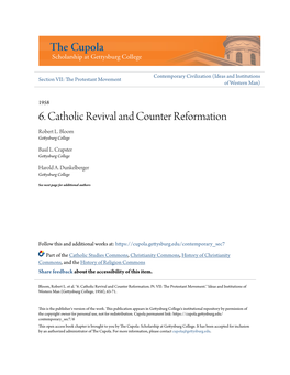 6. Catholic Revival and Counter Reformation Robert L