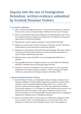 Written Evidence Submitted by Scottish Detainee Visitors